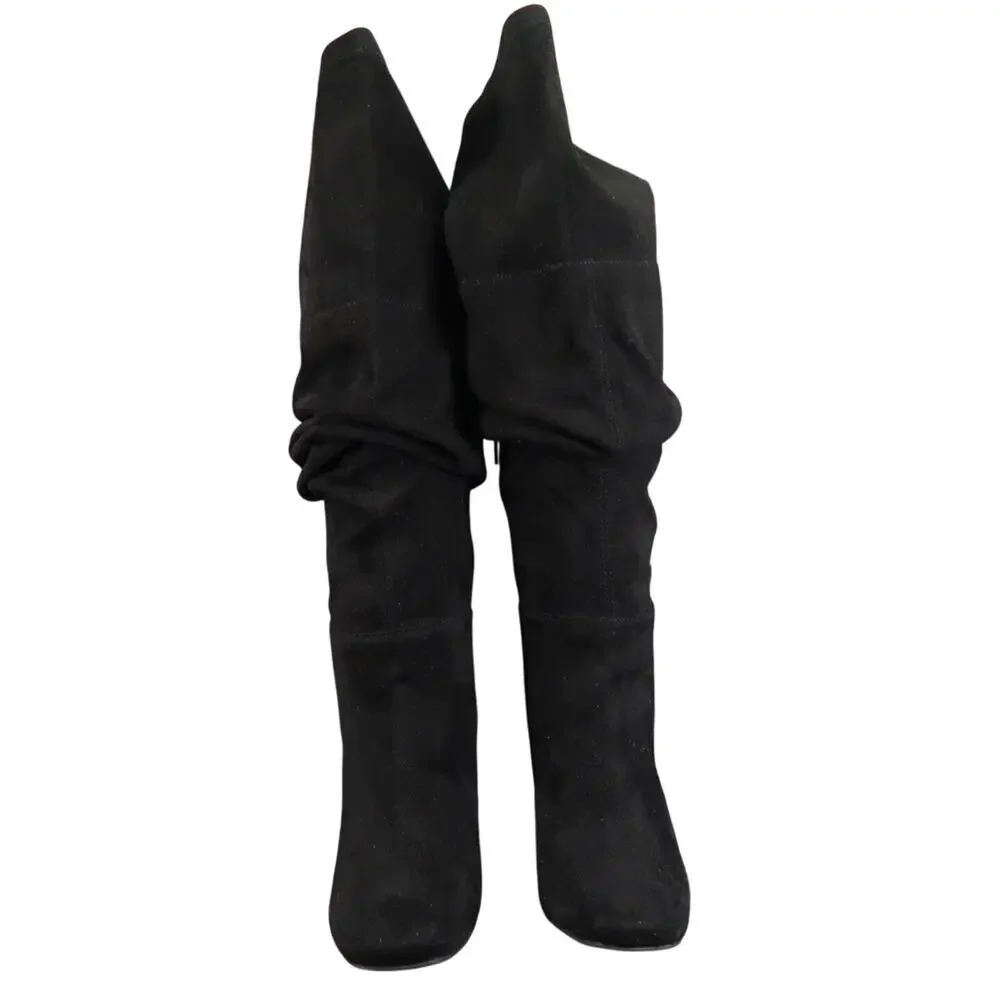 BP Shoes Womens 5.5 Boots Fashion Over The Knee Block Heel Zip Black Square Toe
